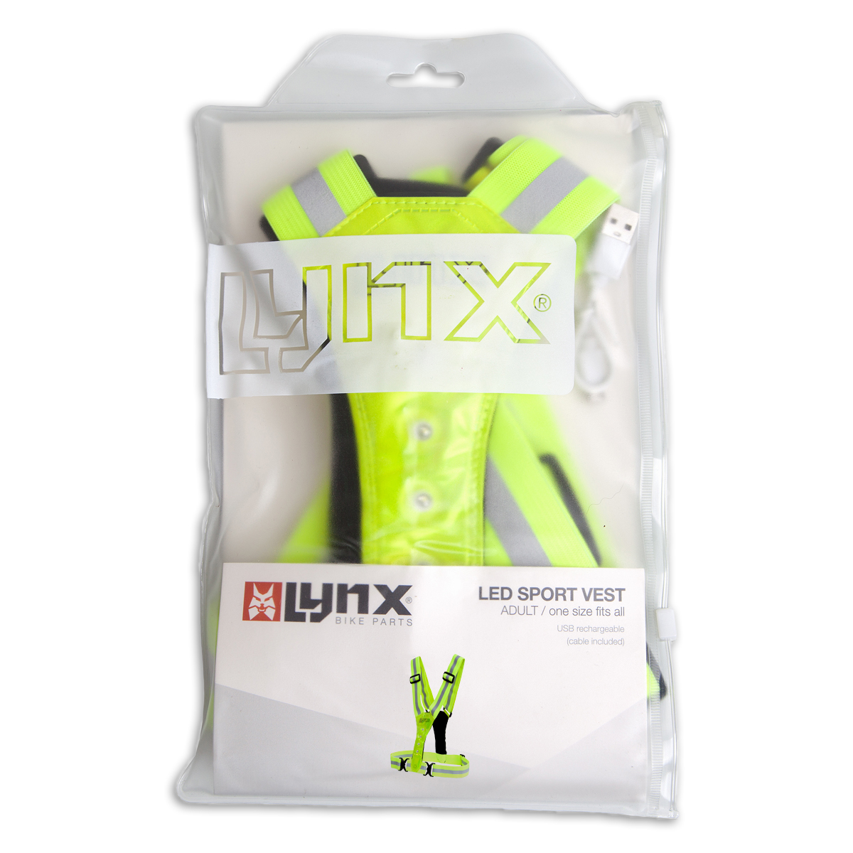429005.YEL LYNX Reflectie LED Sport vest USB